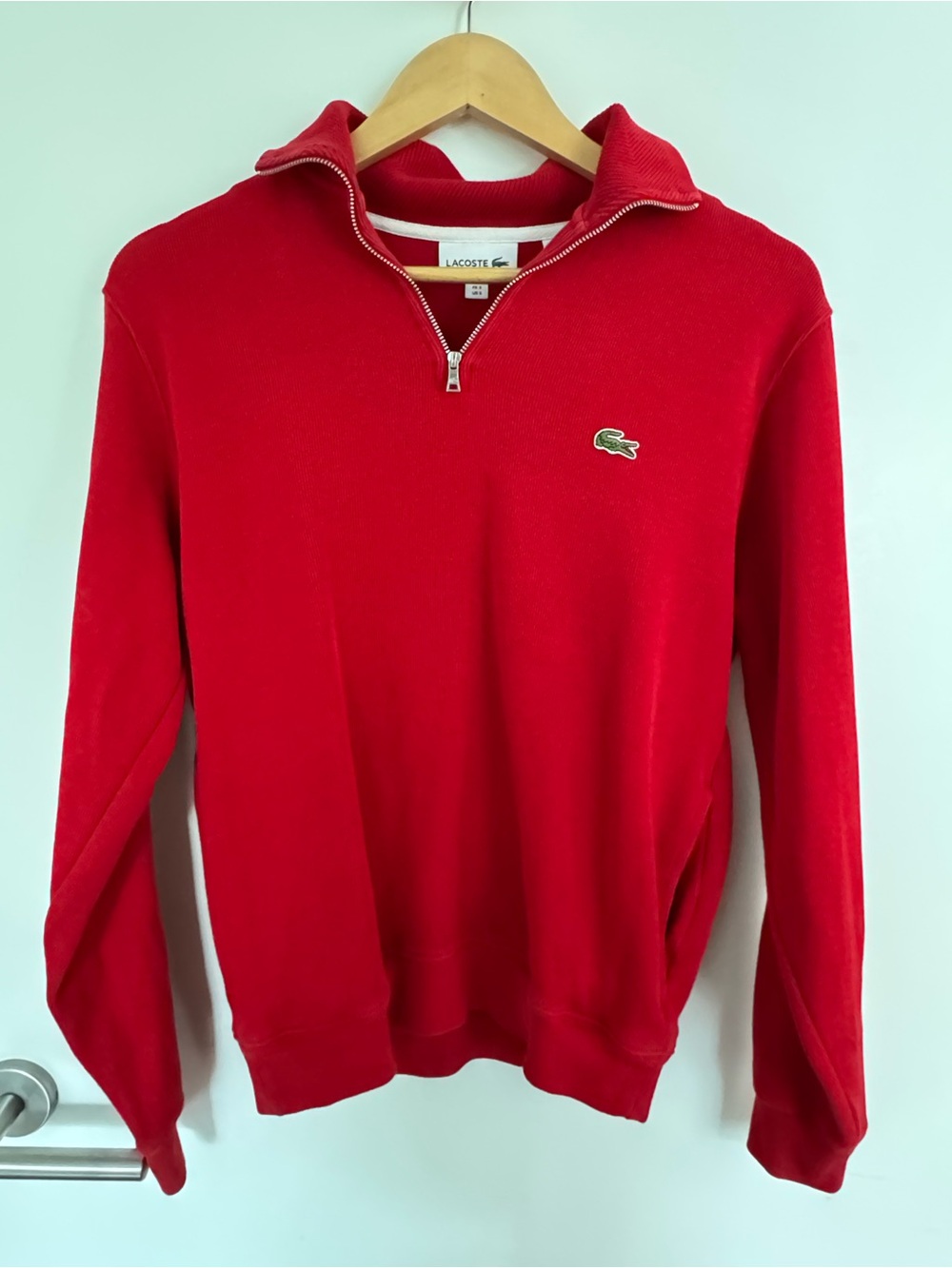 Lacoste Bright Red Half-Zip Pullover Sweater